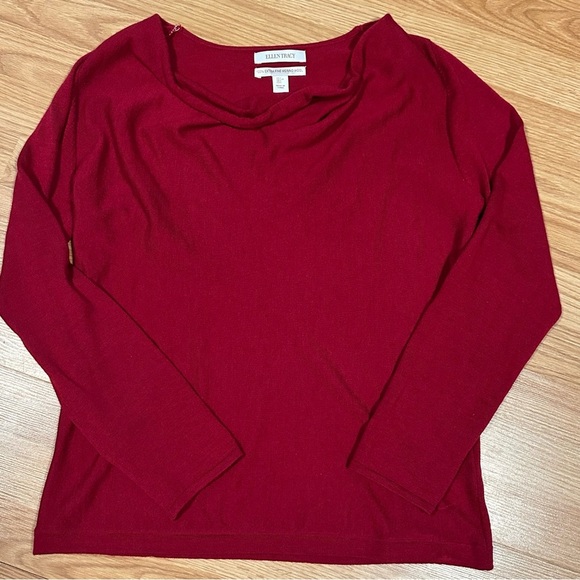 Ellen Tracy 100% fine merino wool long sleeve rolled neck sweater large red - Picture 1 of 9